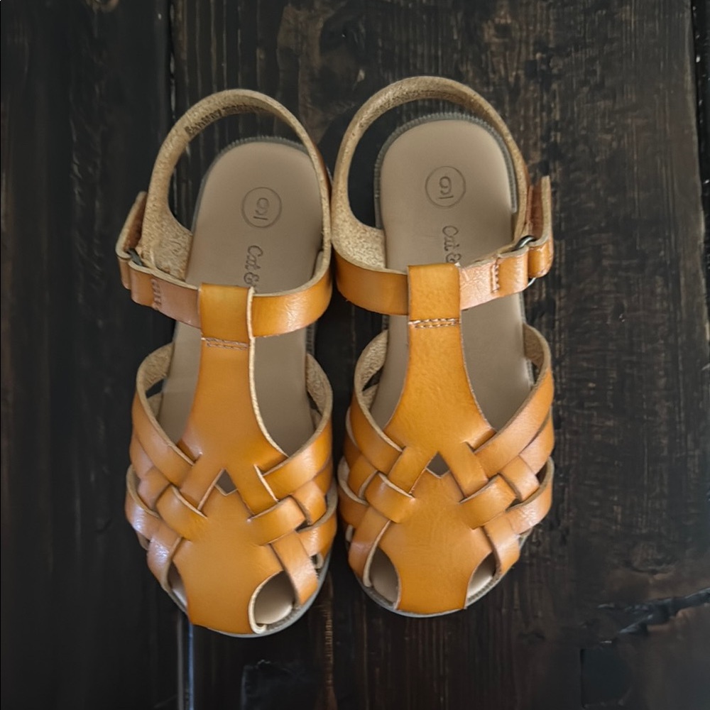 Cat & Jack Tan Sandals with Woven Design